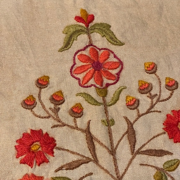 Vintage Handmade Crewel Floral Needlework Unframed Romantic Cottage Core - Picture 2 of 5